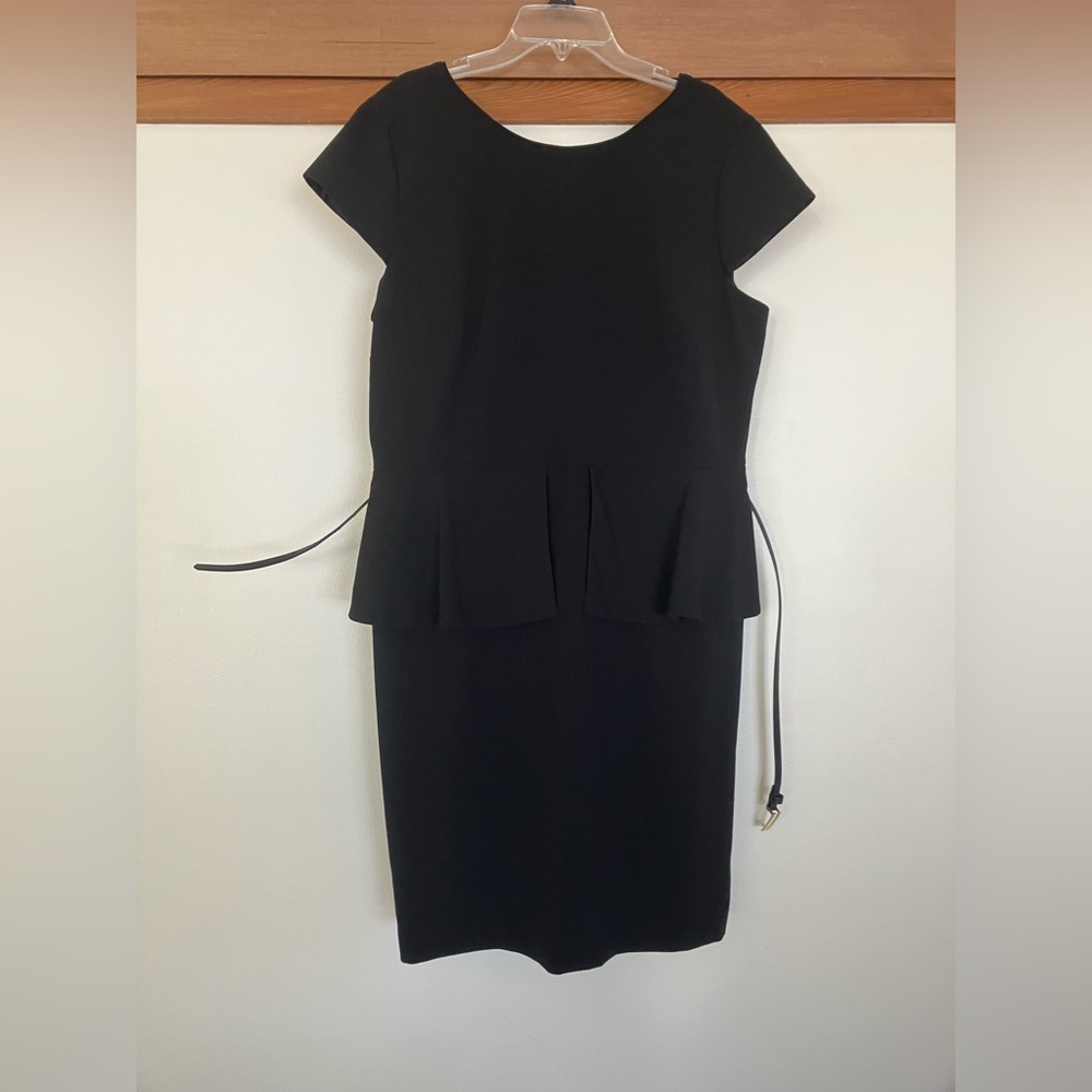 Worthington black belted peplum dress size 14